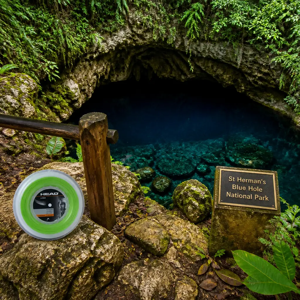 cardio tennis for joy — St Herman's Blue Hole National Park in Belmopan, Collapsed limestone sinkhole with a deep blue pool and an adjacent cave entrance, on the Hummingbird Highway southeast of Belmopan
