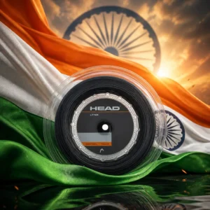 cardio tennis for mental clarity — the Head Lynx 18g Tennis String Reel combined with the national flag of India