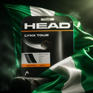 cardio tennis for mental wellness — the Head Lynx Tour 18g Tennis String Set combined with the national flag of Nigeria