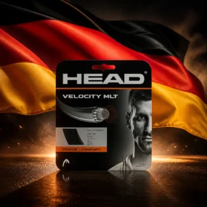 cardio tennis for social connection — the Head Velocity MLT 16g Tennis String Set combined with the national flag of Germany