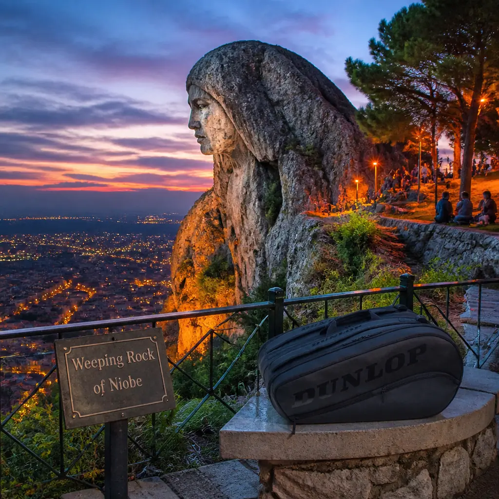 cardio tennis in 33317 — Weeping Rock of Niobe in Manisa, A weathered grey rock outcrop on the edge of Manisa shaped uncannily like a mourning woman's veiled head, facing the city below Mount Spil