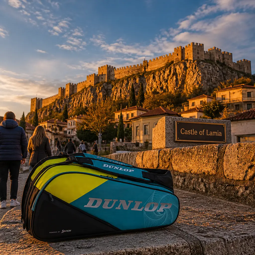 cardio tennis in 33322 — Castle of Lamia in Lamia, Long ancient and medieval fortification walls with crenellated ramparts enclosing the flat top of a rocky hill above the tiled roofs of Lamia, overlooking the Spercheios valley