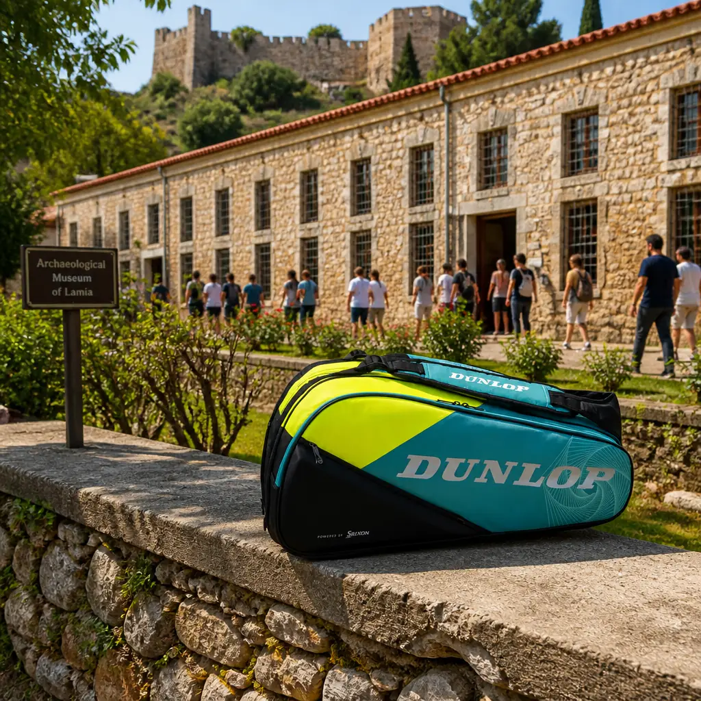 cardio tennis in 33322 — Archaeological Museum of Lamia in Lamia, A long neoclassical stone barracks building with a red-tiled roof standing inside the walls of Lamia's hilltop castle, its galleries lined with ancient pottery and sculpture