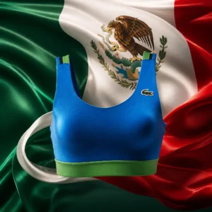 cardio tennis Lazy Lake — the Lacoste Active Sports Bra combined with the national flag of Mexico