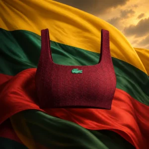 cardio tennis lesson — the LaCoste Bandier Sports Bra combined with the national flag of Lithuania