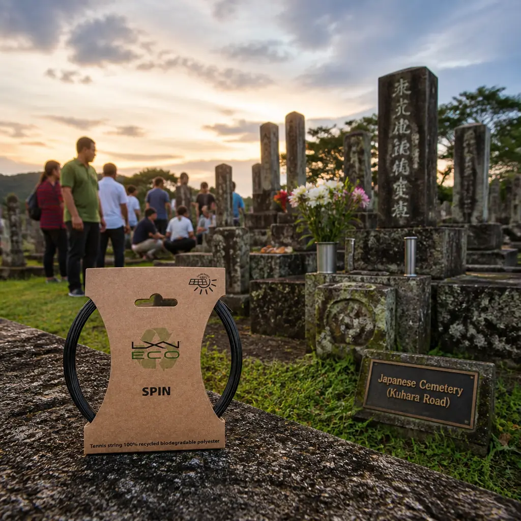 cardio tennis lessons Coral Ridge — Japanese Cemetery (Kuhara Road) in Tawau, Rows of weathered Japanese gravestones with inscribed kanji, set in a small grassed enclosure fringed by tropical trees and plantation country