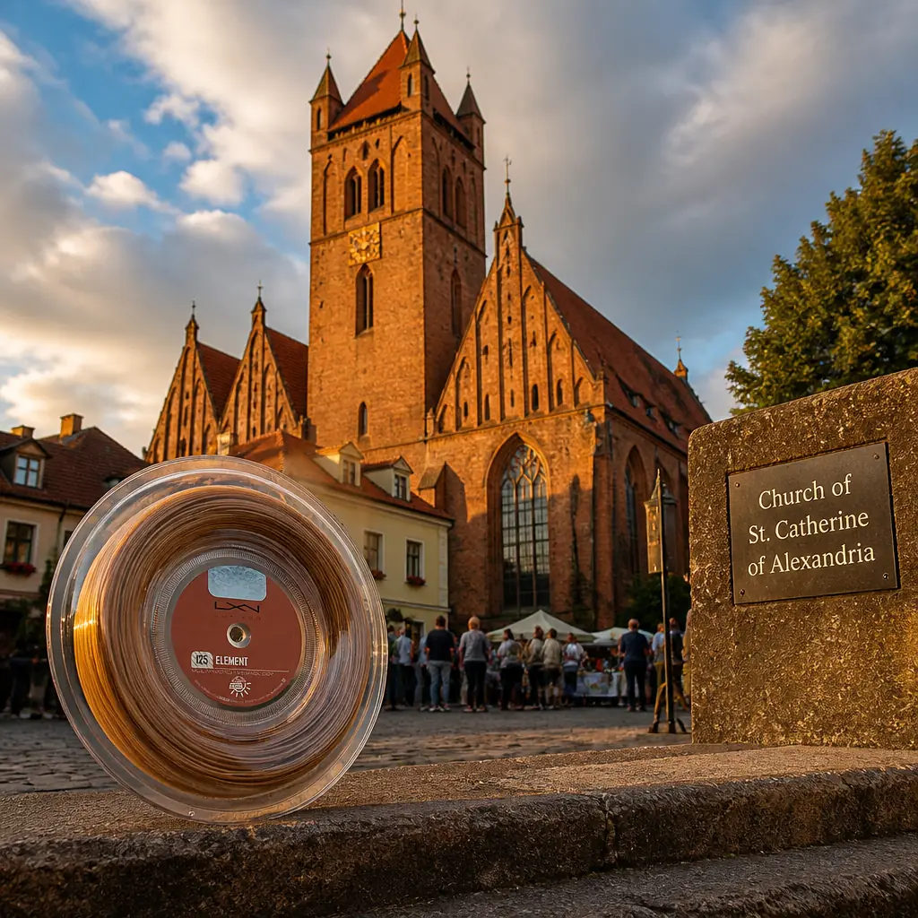 cardio tennis lessons Croissant Park — Church of St. Catherine of Alexandria in Góra, A tall Gothic brick hall church with a massive square tower and steep roofs, dominating the small-town skyline above tiled rooftops