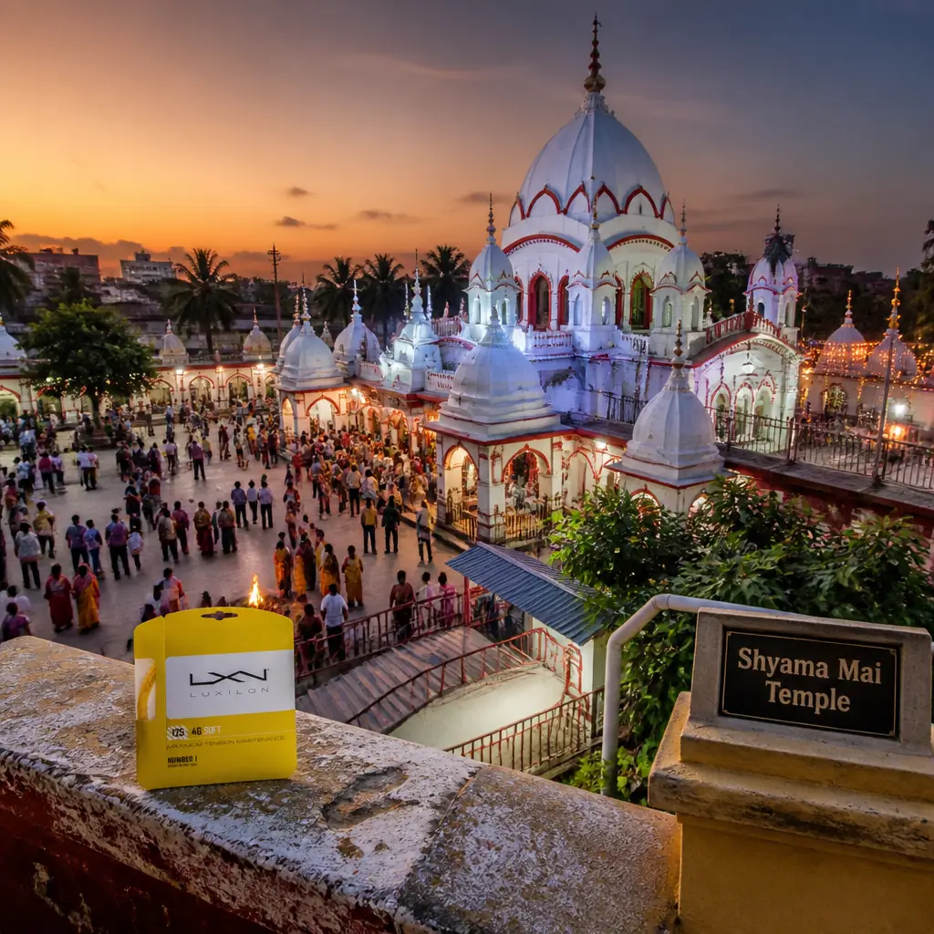 cardio tennis lessons Edgewood — Shyama Mai Temple in Darbhanga, A white-domed Kali temple with vermilion accents standing on a university campus, built over a cremation platform and ringed by smaller shrines