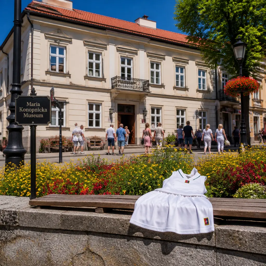 cardio tennis lessons Harbor Beach — Maria Konopnicka Museum in Suwałki, A classicist townhouse of pale walls and symmetrical windows on a main street, marked as a writer's birthplace museum with period interiors