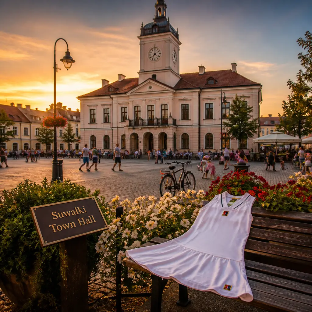 cardio tennis lessons Harbor Beach — Suwałki Town Hall in Suwałki, A classicist town hall with a clock tower rising from a symmetrical facade, fronting a market square in crisp northern light