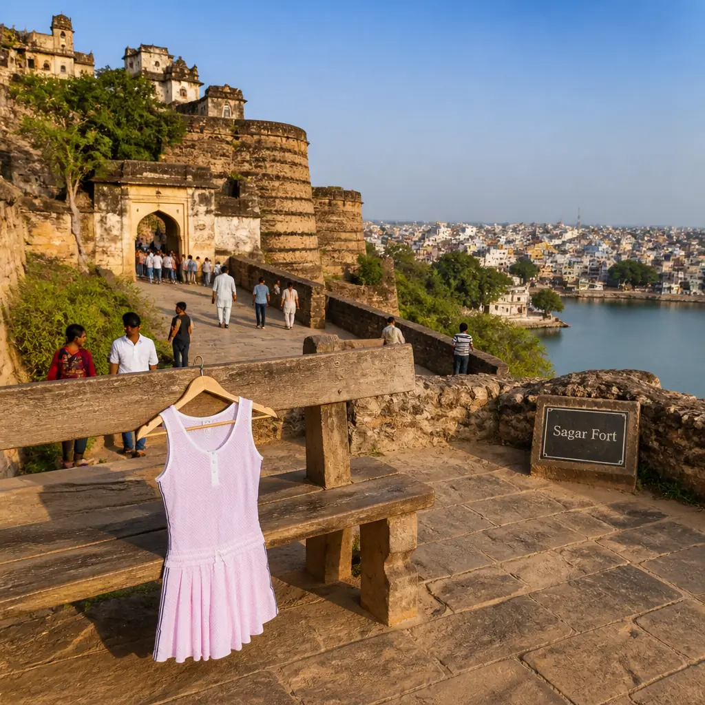 cardio tennis lessons — Sagar Fort in Sagar, A hilltop fort of thick sandstone walls and bastions overlooking a lake and dense town below, its ramparts weathered and partly overgrown