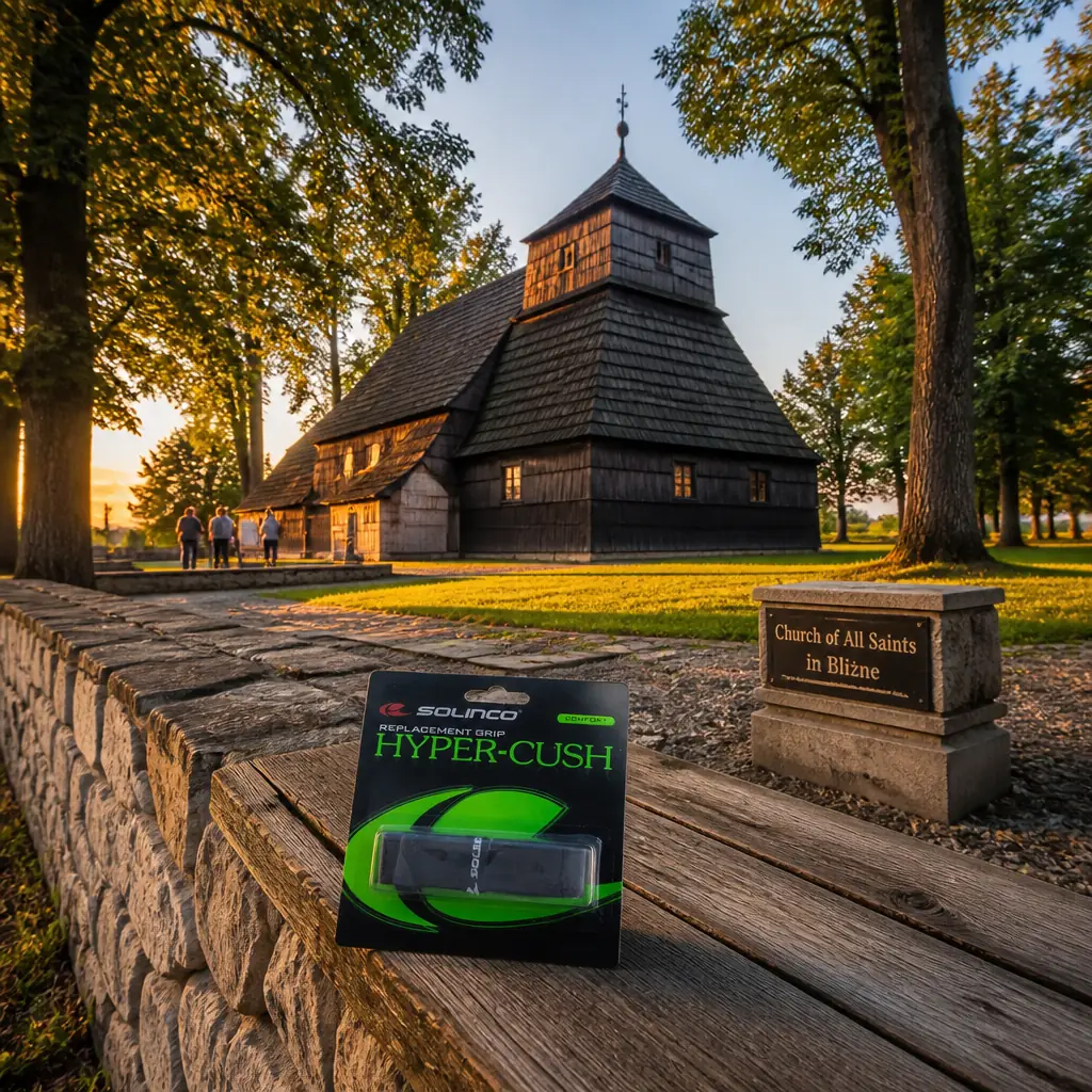 cardio tennis lessons Sailboat Bend — Church of All Saints in Blizne in Brzozów, A steep-roofed medieval timber church of dark weathered larch logs with a low tower and shingled walls, standing on a green hillside surrounded by old trees in the village of Blizne near Brzozów