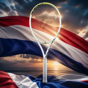 cardio tennis lessons Sunrise Intracoastal — the Tecnifibre TF-X1 V2 305 Tennis Racquet combined with the national flag of Netherlands