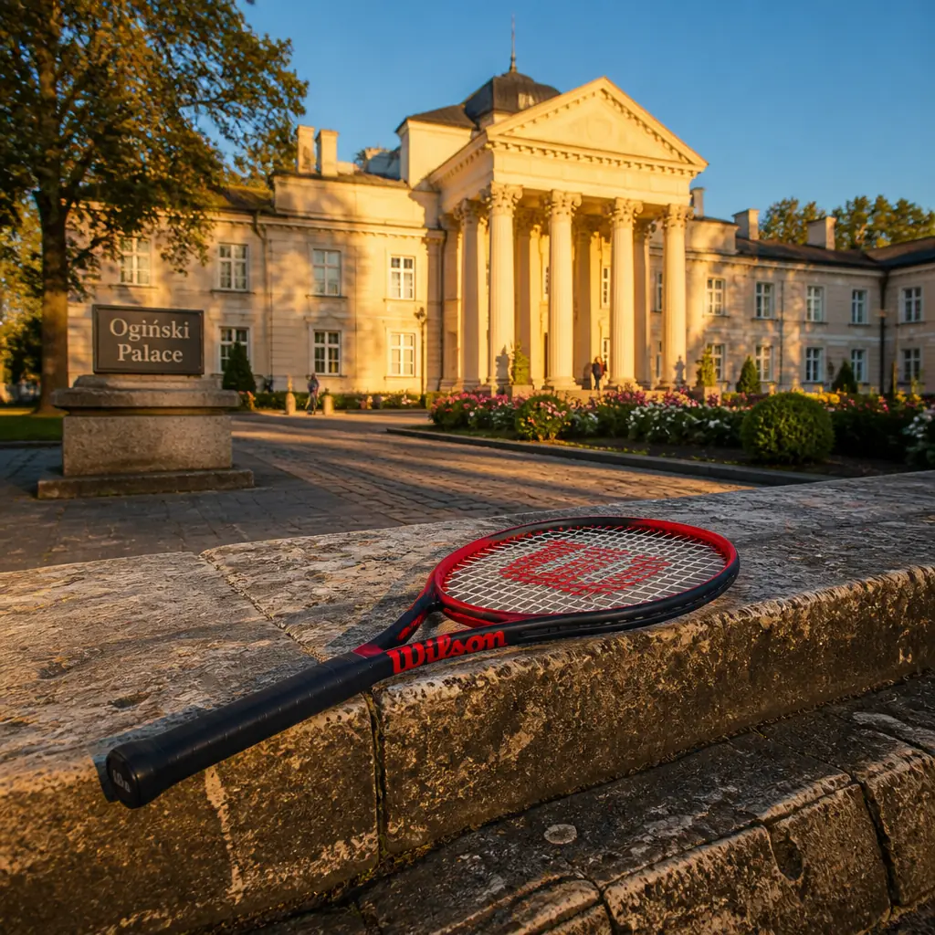 cardio tennis Melrose Park — Ogiński Palace in Siedlce, A cream-and-white neoclassical palace with a columned portico and low side wings, fronted by lawns and mature trees, its restrained facades housing university offices behind tall sash windows