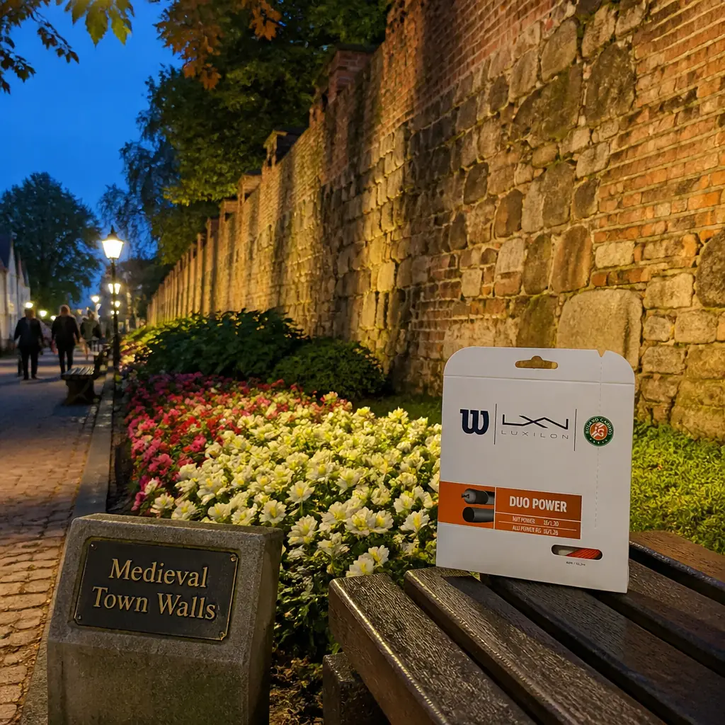 cardio tennis mental health benefits — Medieval Town Walls in Kluczbork, A surviving stretch of medieval brick and fieldstone town wall, moss-grown and battered, running behind gardens at the edge of the old town