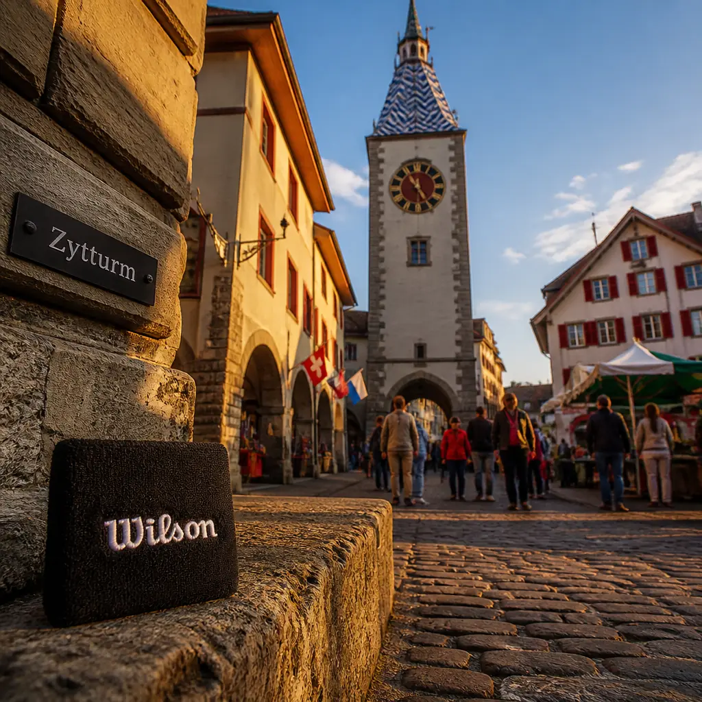 cardio tennis Poinsettia Heights — Zytturm in Zug, A slender medieval clock tower with a steep roof of blue and white tiles, the cantonal colors, rising over the arcaded lanes and gates of Zug's old town
