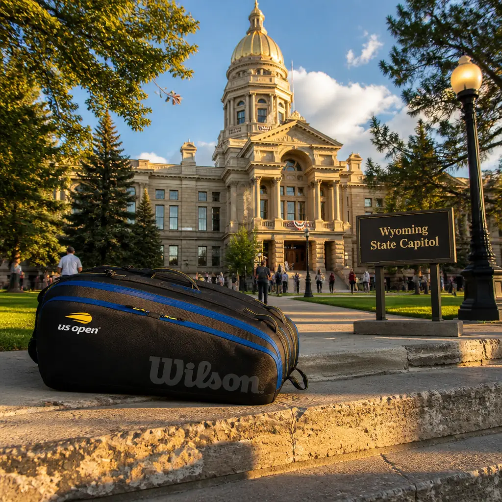 cardio tennis program Fort Lauderdale — Wyoming State Capitol in Cheyenne, A stately neoclassical capitol building of sandstone with a columned portico and a gleaming gold-leafed dome, rising above tree-lined streets in Cheyenne