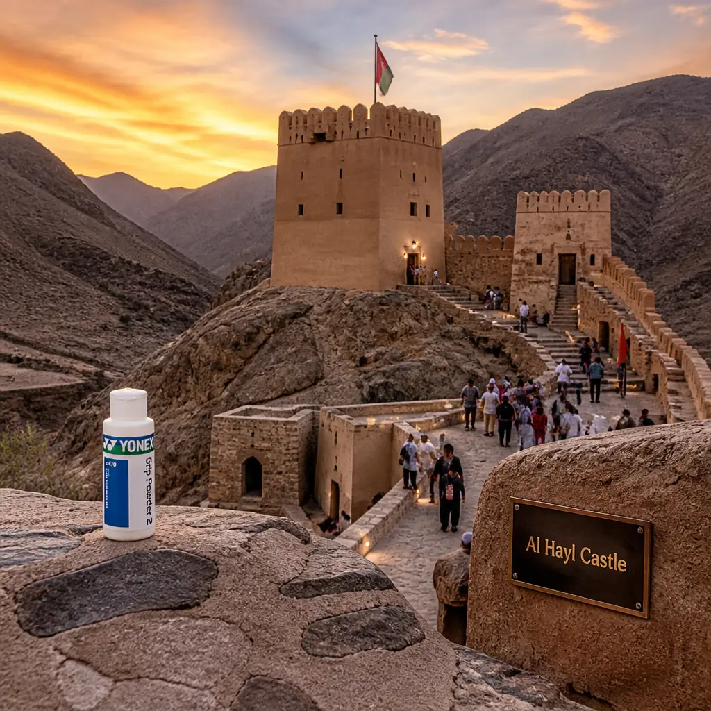 cardio tennis Rio Vista โ Al Hayl Castle in Fujairah, A small fortified castle of ochre mudbrick with a square watchtower on a stony rise in a mountain wadi outside Fujairah, bare rock slopes of the Hajar range rising all around