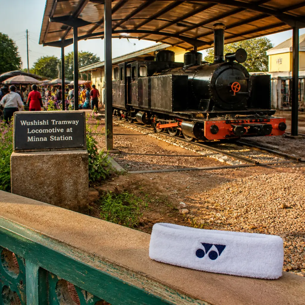 cardio tennis sessions Fort Lauderdale — Wushishi Tramway Locomotive at Minna Station in Minna, A small black antique steam tank engine preserved under a canopy beside the railway station, its boiler and side tanks gleaming with fresh paint