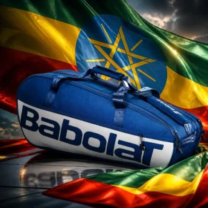 cardio tennis to help with confidence — the Babolat Court M Tennis Bag (6 Racquet) combined with the national flag of Ethiopia