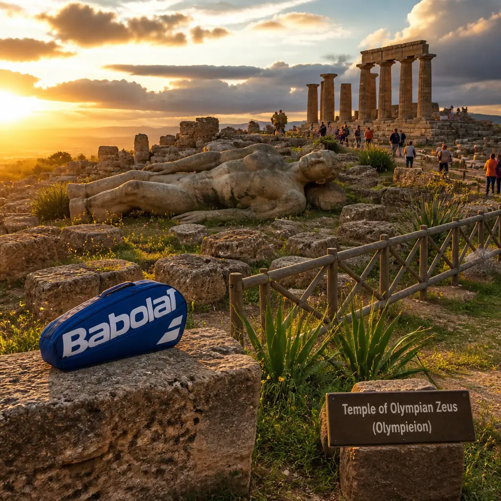 cardio tennis to help with depression — Temple of Olympian Zeus (Olympieion) in Agrigento, Vast field of tumbled stone blocks in the Valley of the Temples, with a colossal reclining stone figure of a Telamon laid out among the ruins
