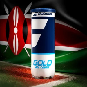 cardio tennis to help with loneliness — the Babolat Gold All-Court Tennis Ball Can combined with the national flag of Kenya
