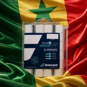 cardio tennis to help with mood — the Babolat Pro Tour 2.0 Tennis Overgrip 12-Pack combined with the national flag of Senegal
