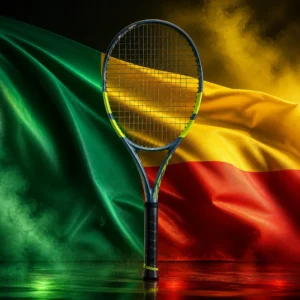 cardio tennis to help with self care — the Babolat Pure Aero 9th Gen Tennis Racquet combined with the national flag of Benin
