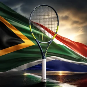 cardio tennis training — the Babolat Pure Aero Team 9th Gen Tennis Racquet combined with the national flag of South Africa