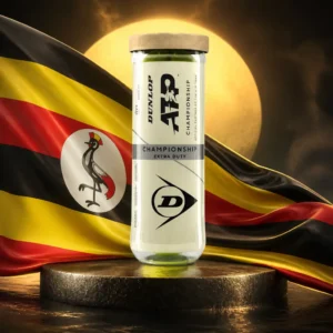 cardio tennis workout in Fort Lauderdale — the Dunlop ATP Championship Tennis Ball Can combined with the national flag of Uganda