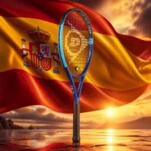 cardio tennis workout Sunrise Key — the Dunlop FX Team 100 Tennis Racquet combined with the national flag of Spain