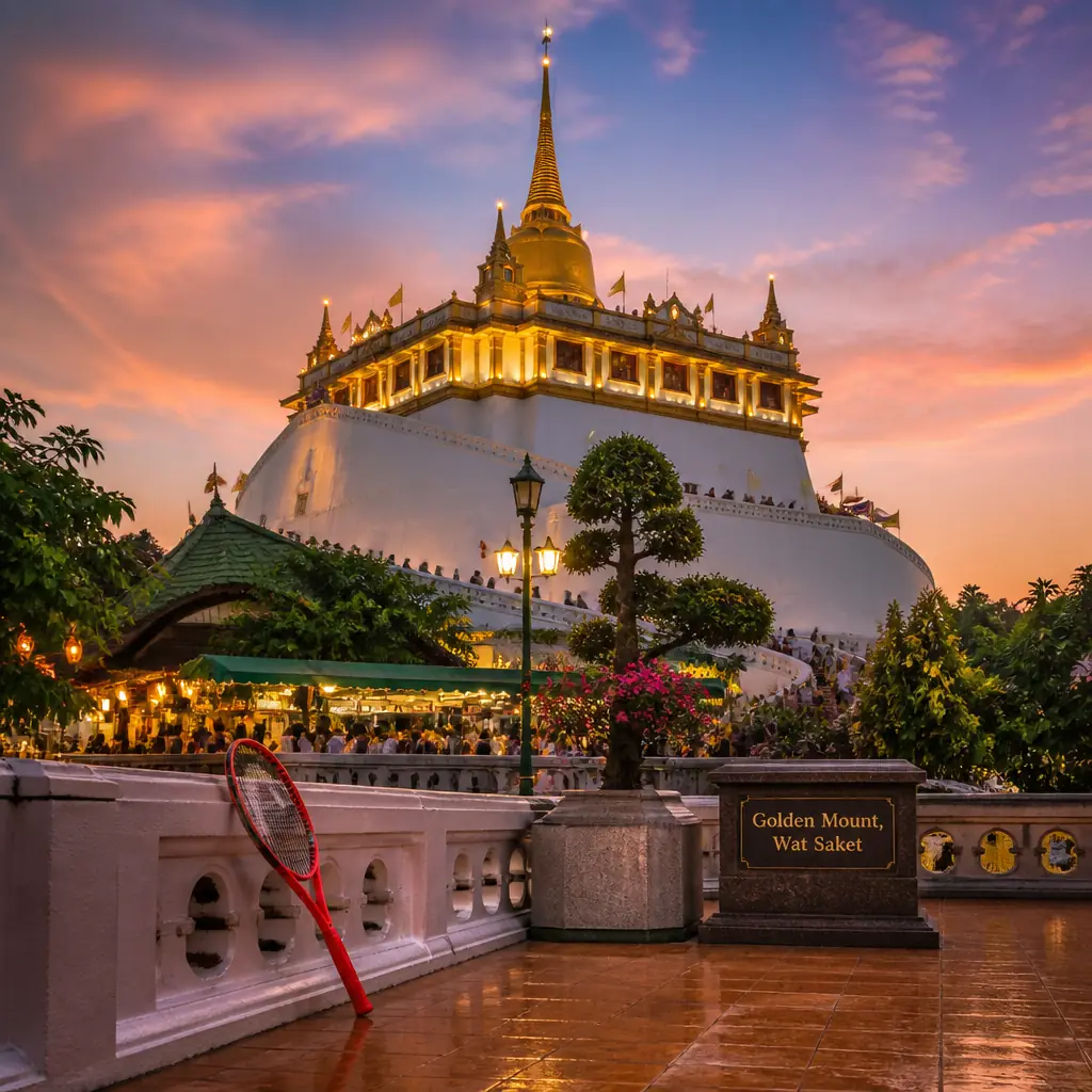 cardio workout Fort Lauderdale — Golden Mount, Wat Saket in Bangkok, Artificial hill in Pom Prap Sattru Phai crowned by a gold chedi, climbed by a spiral staircase ringed with bells