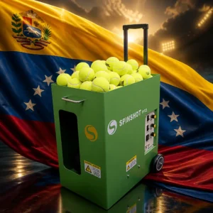 cardiovascular lesson Fort Lauderdale — the Spinshot Pro Tennis Ball Machine combined with the national flag of Venezuela