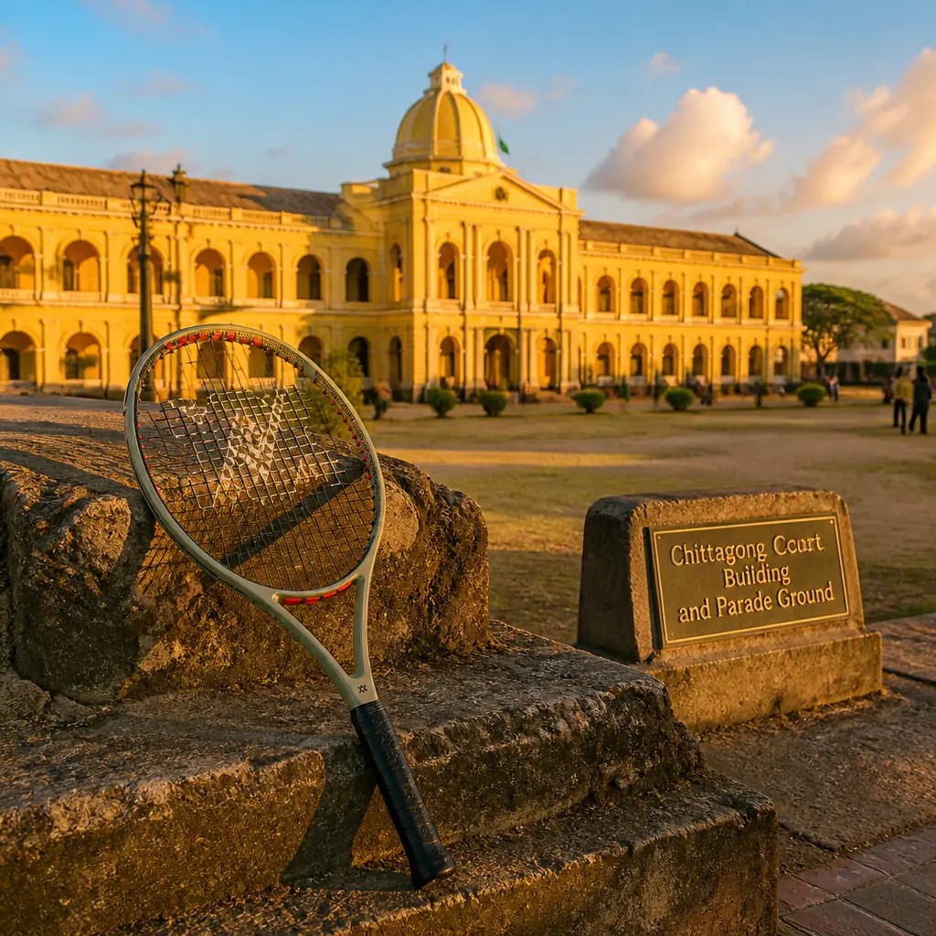 cardiovascular session — Chittagong Court Building and Parade Ground in Chittagong, Long yellow colonial-era courthouse on Fairy Hill above the city, overlooking the open Parade Ground