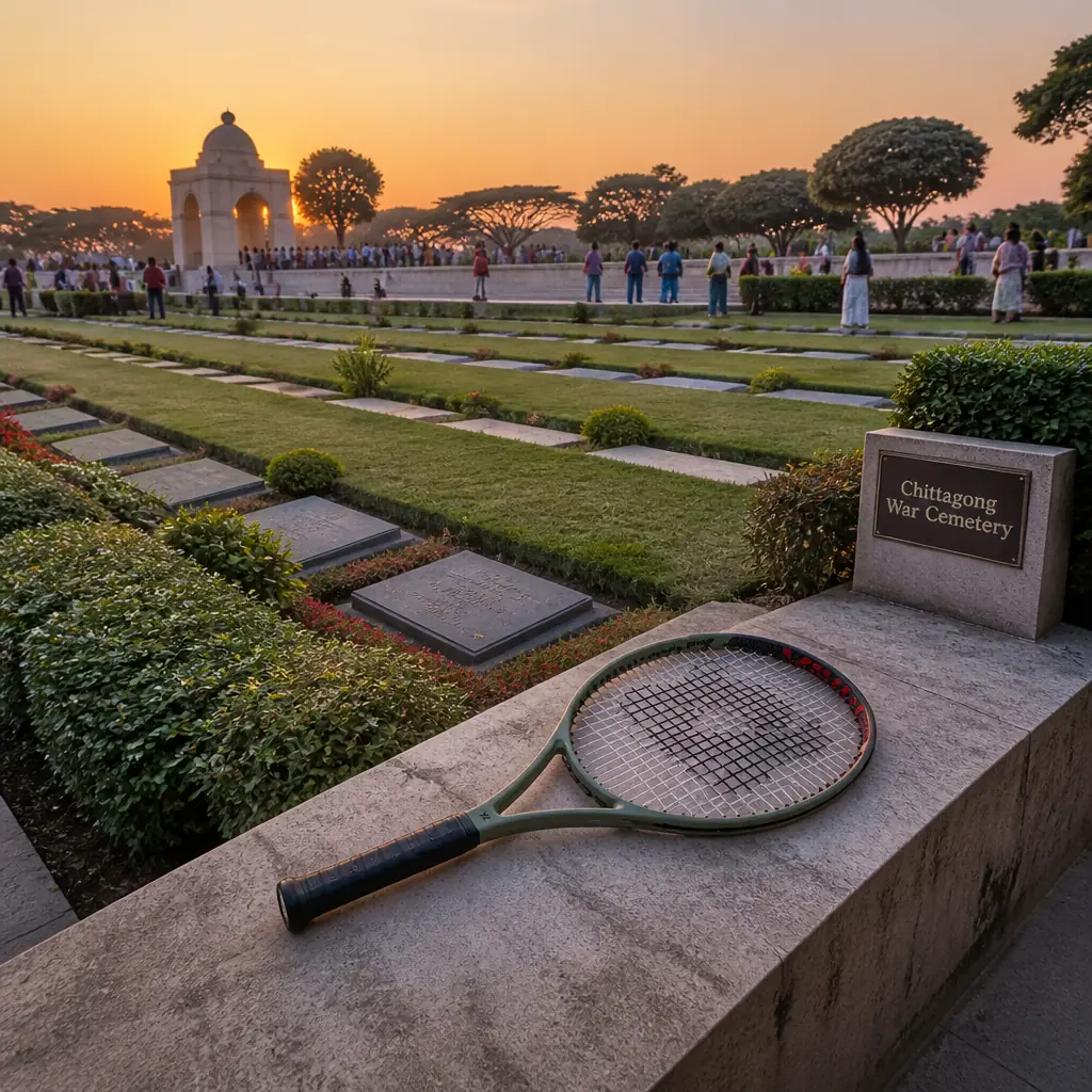 cardiovascular session — Chittagong War Cemetery in Chittagong, Immaculately kept terraced Commonwealth war cemetery with rows of flat stone markers and lawns on Badshah Mia Road