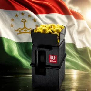 cardiovascular tennis classes 33327 — the Wilson Portable Tennis Ball Machine combined with the national flag of Tajikistan