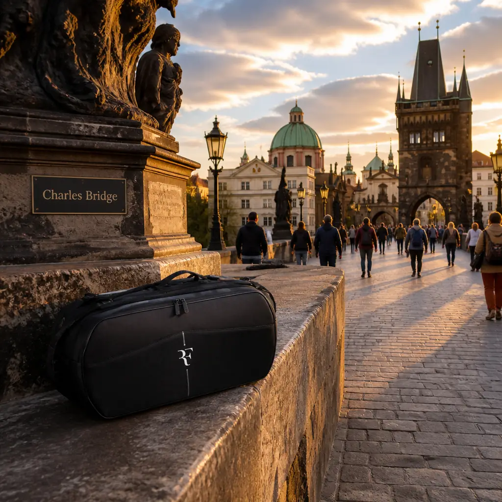 cardiovascular tennis classes in 33305 — Charles Bridge in Prague, A wide stone bridge of sixteen arches lined with blackened baroque statues, closed at each end by a Gothic tower, crossing the river below a hilltop castle
