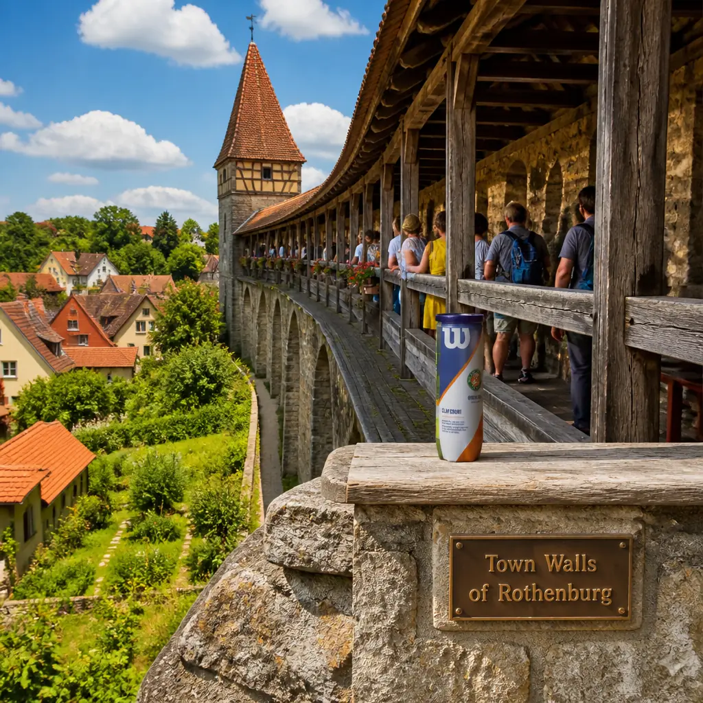 cardiovascular tennis classes in 33311 — Town Walls of Rothenburg in Rothenburg ob der Tauber, A continuous covered wooden walkway running behind battlements atop a stone wall, with arrow slits looking out over gardens and vineyards and gate towers punctuating the circuit
