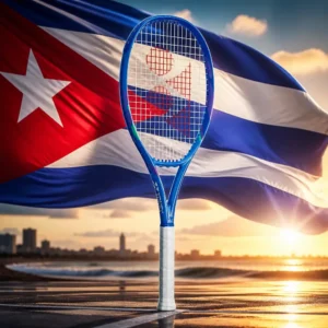 cardiovascular tennis classes in 33330 — the Yonex Exone 100 SL 8th Gen Tennis Racquet combined with the national flag of Cuba