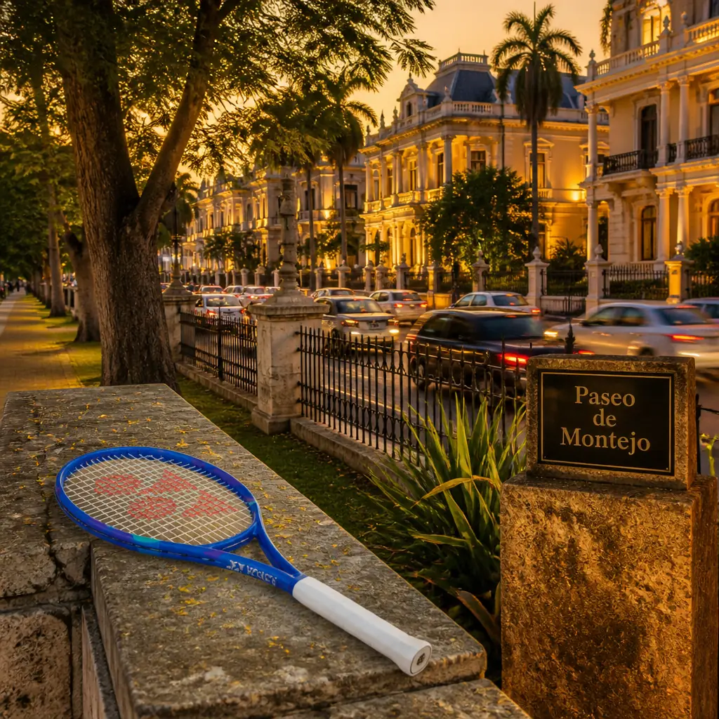 cardiovascular tennis classes in 33332 — Paseo de Montejo in Mérida, A broad tree-lined boulevard of grand stone mansions with mansard roofs, wrought-iron balconies, and carved porticoes, set back behind lawns and imported statuary