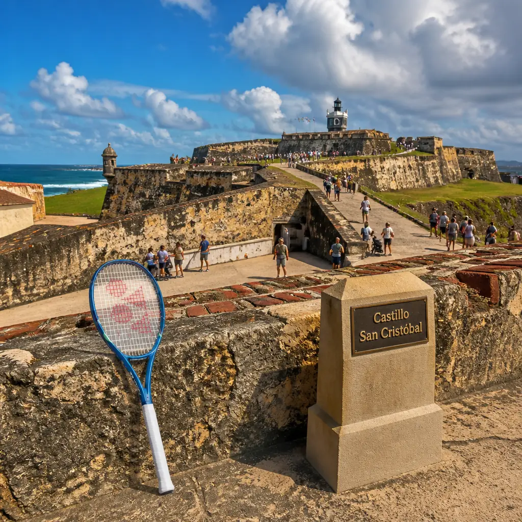 cardiovascular tennis classes in 33351 — Castillo San Cristóbal in San Juan, A sprawling multi-level fortification of sloping walls, ramps, and tunnels covering a hillside above the city, with sentry boxes on outlying points connected by dry moats