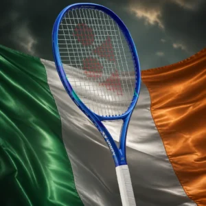 cardiovascular tennis classes in 33388 — the Yonex Ezone 105 Tennis Racquet combined with the national flag of Ireland