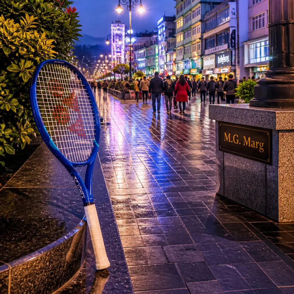 cardiovascular tennis classes in 33394 — M.G. Marg in Gangtok, Pedestrianised main street of Gangtok lined with shops and benches, closed to vehicles and kept notably clean