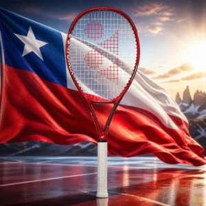 cardiovascular tennis classes near me — the Yonex Vcore 100 8th Gen Tennis Racquet combined with the national flag of Chile