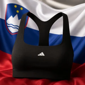 cardiovascular tennis clinics Flagler Village — adidas Powerimpact Training Medium Support Tennis Sports Bra composed with the national flag of Slovenia