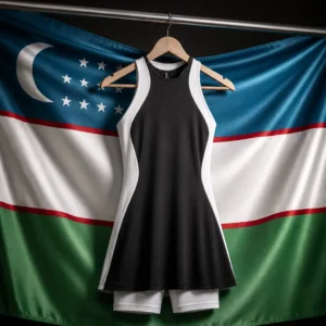 cardiovascular tennis clinics Galt Ocean Mile — adidas Premium Women's Tennis Dress composed with the blue, white, and green national flag of Uzbekistan