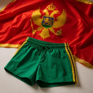 cardiovascular tennis clinics in Fort Lauderdale — adidas Santiago Bold Women's Tennis Shorts composed with the red and gold flag of Montenegro