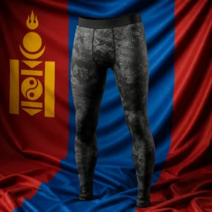 cardiovascular tennis clinics Lake Ridge — adidas Techfit Training All Over Printed Long Women's Tennis Tights composed with the red blue red Mongolian flag and yellow Soyombo symbol