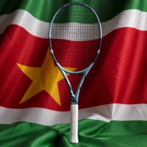 cardiovascular tennis coaching — Babolat Evo Drive 2nd Gen Tennis Racquet composed with the national flag of Suriname