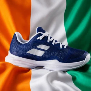 cardiovascular tennis Croissant Park — Babolat Jet Mach 3 All Court Women's Tennis Shoes composed with the orange, white, and green flag of Ivory Coast